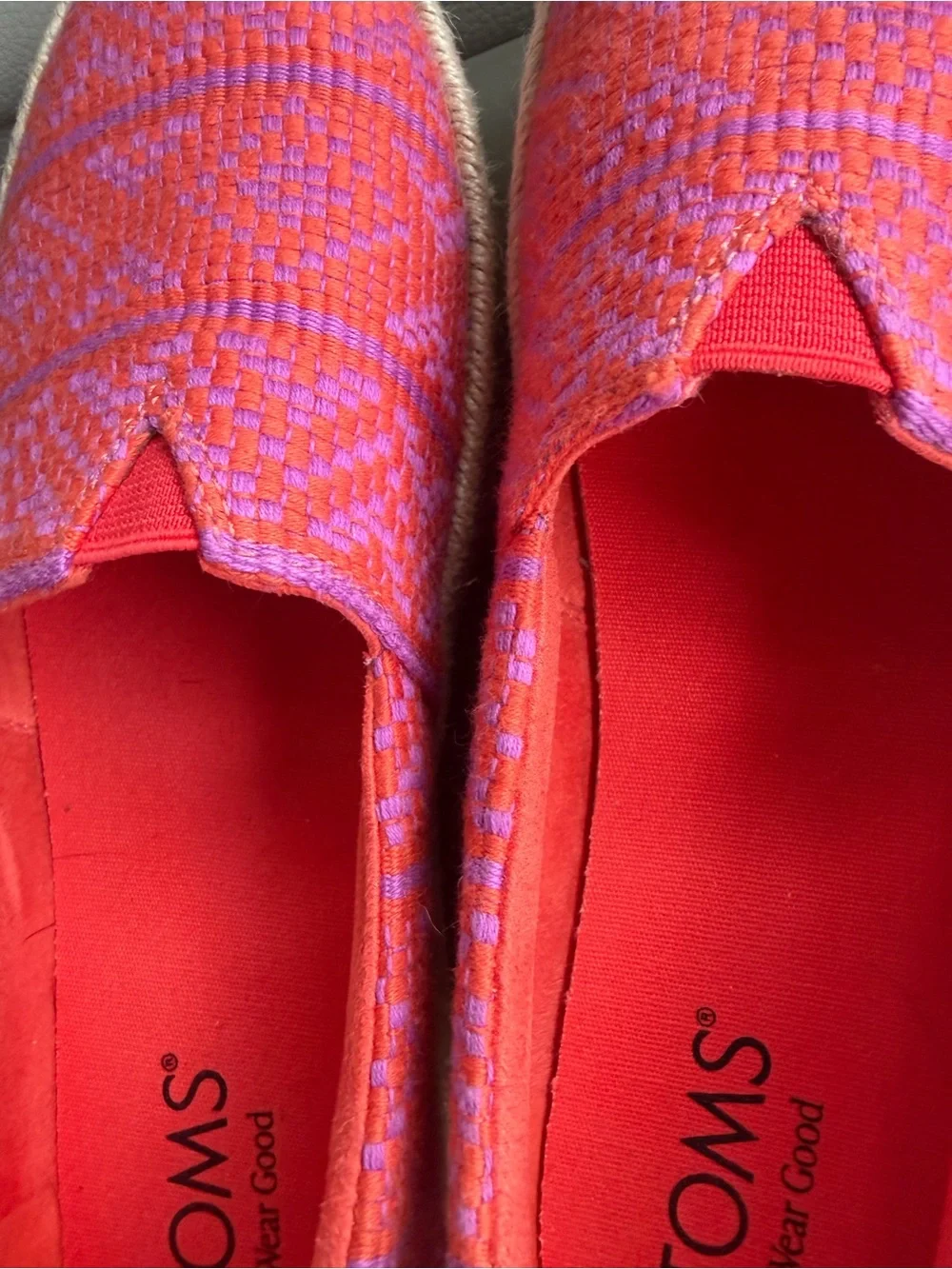 TOMS Women's Pink and Purple Slip-On Espadrilles
